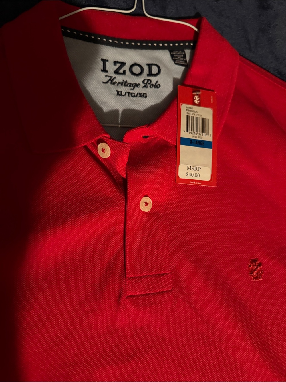 Izod Men’s Red Heritage Polo Shirt with Embroidered Logo